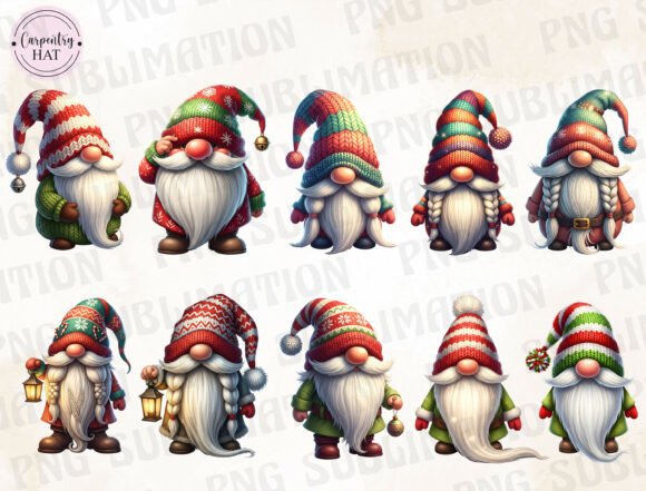 3D Christmas Gnomes Clipart Bundle: Festive Illustrations