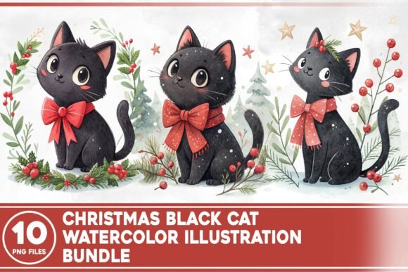 Christmas Black Cat Illustrations Review