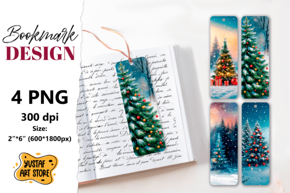 Christmas Bookmark Printable Design & Illustrations