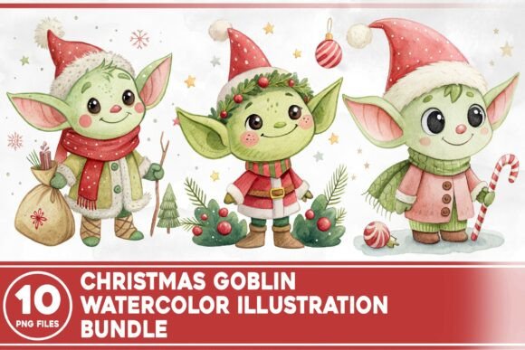 Christmas Goblin Watercolor Bundle: Illustrations