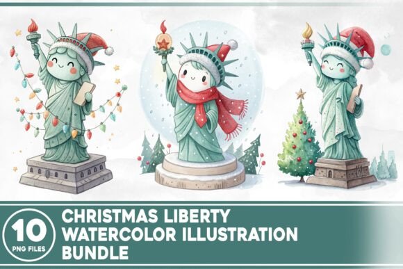 Christmas Liberty Watercolor Bundle: Illustrations