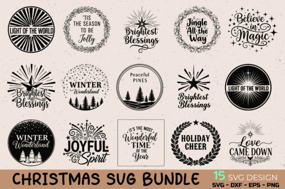 Christmas Round Badge SVG Bundle: Premium Illustrations