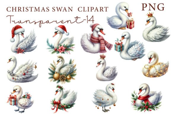 Christmas Swan Clipart: Elegant Illustrations for Branding