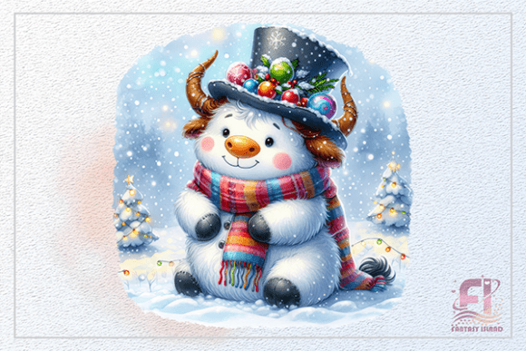 Christmas White Winter Cow Cute Calf PNG & Illustrations