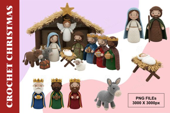Cute Christmas Nativity Clipart Set for Illustrations