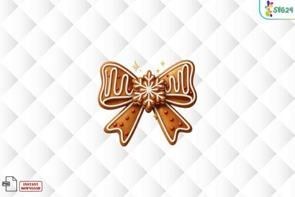 Gingerbread Christmas Bow PNG: Illustrations for Blogs