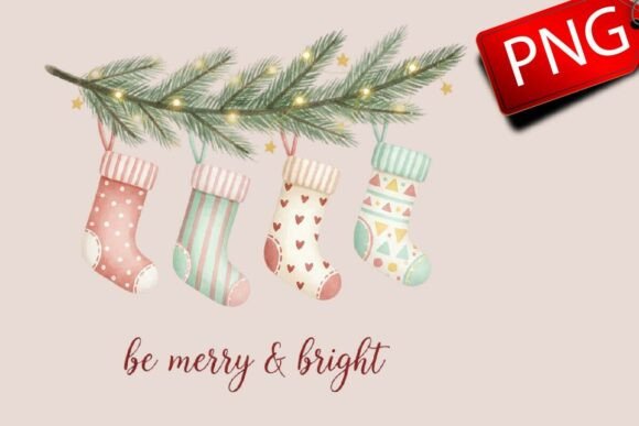 Hand Drawn Christmas Socks PNG: Festive Illustrations