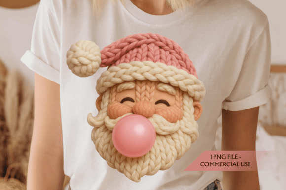 Pink Santa Faux Yarn PNG Christmas Illustrations