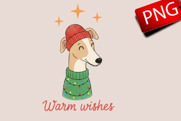 Review: Christmas Dog Greyhound Hand-Drawn PNG Illustrations