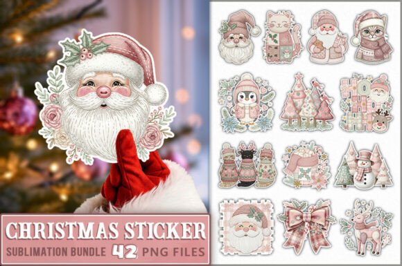 Review: Pink Preppy Christmas Sticker PNG Bundle Illustrations