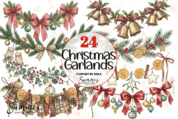 Reviewing Christmas Garland Clipart Illustrations