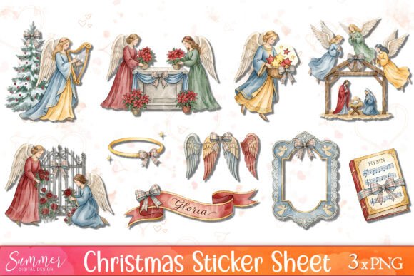 Reviewing Christmas Victorian Sticker Sheets PNGs