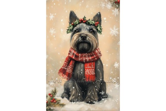 Scottish Terrier Art for Festive Illustrations