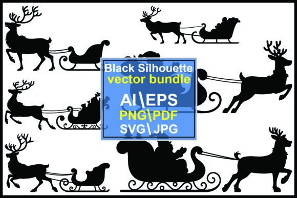 Silhouette Christmas Sleighs: Festive Illustrations