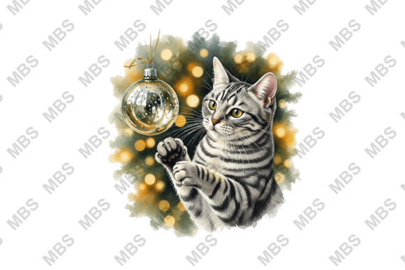Watercolor Cat Christmas Ornament Illustrations Review