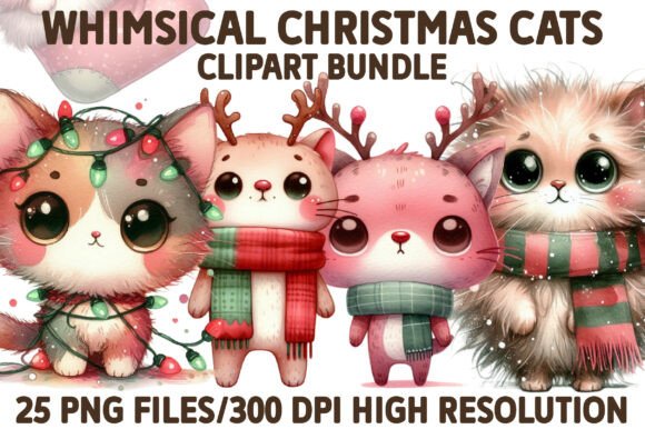 Whimsical Christmas Cats Clipart Bundle: A Crafter’s Review of These Illustrations