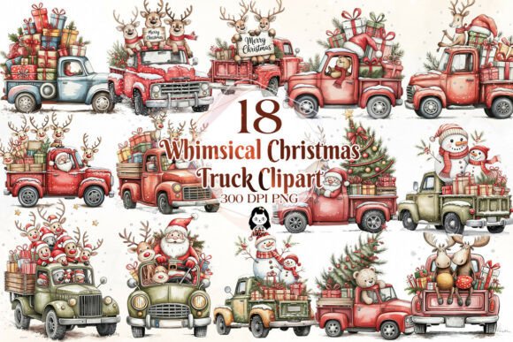 Whimsical Christmas Truck Illustrations Review