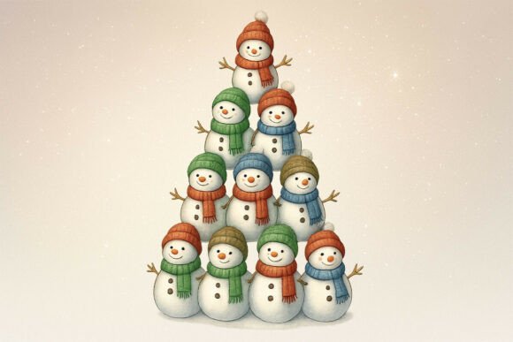 Whimsical Snowman Tree PNG for Illustrations